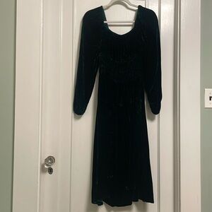 Hill House Home Jasmine Nap Dress in Emerald Green Velvet, Size Small